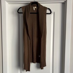 Frenchi Brown Open Front Cardigan Vest
